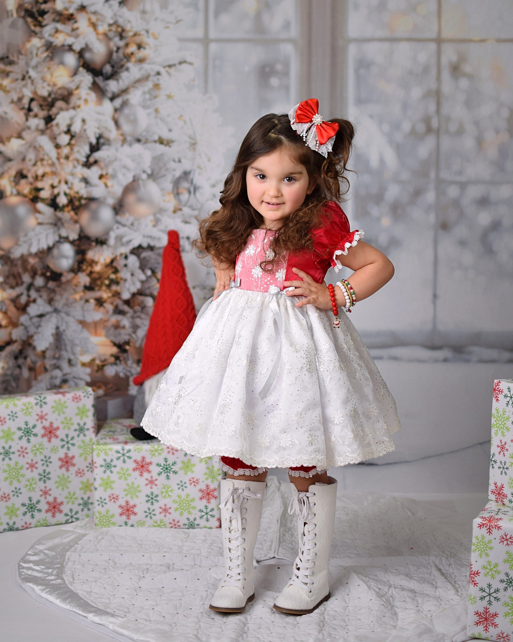 Kate Hiver Intérieur Blanc Sapin de Noël Fenêtre Toile de fond conçue par Emetselch - Kate Backdrop FR