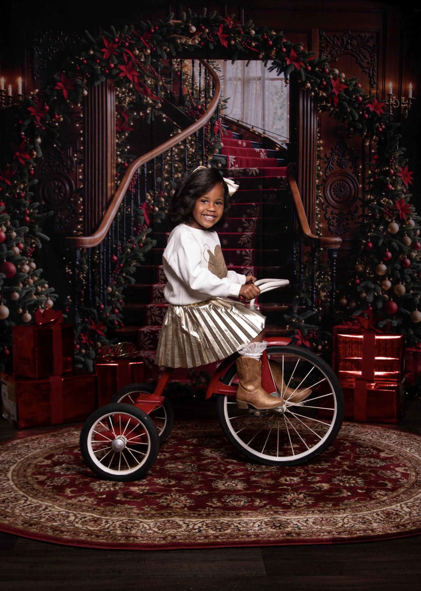 Kate Sapin de Noël Arche Escalier Vintage Toile de fond conçue par Emetselch - Kate Backdrop FR