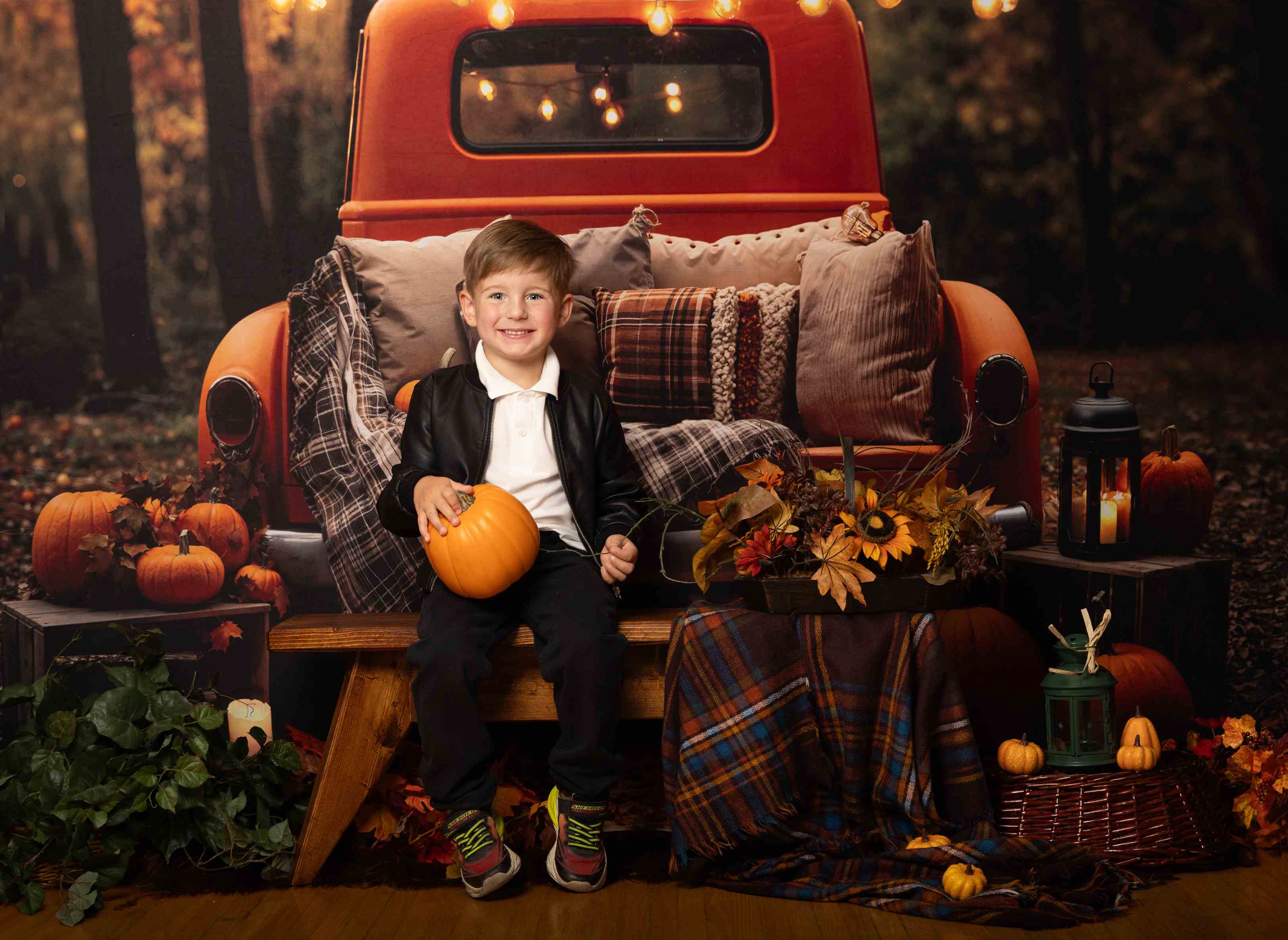 Kate Automne Camion Citrouilles Forêt Toile de fond conçue par Emetselch - Kate Backdrop FR