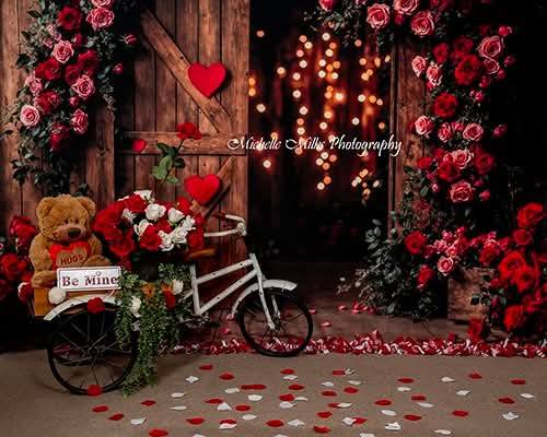 Kate Saint Valentin Porte en bois Roses Coeur Toile de fond conçue par Emetselch - Kate Backdrop FR