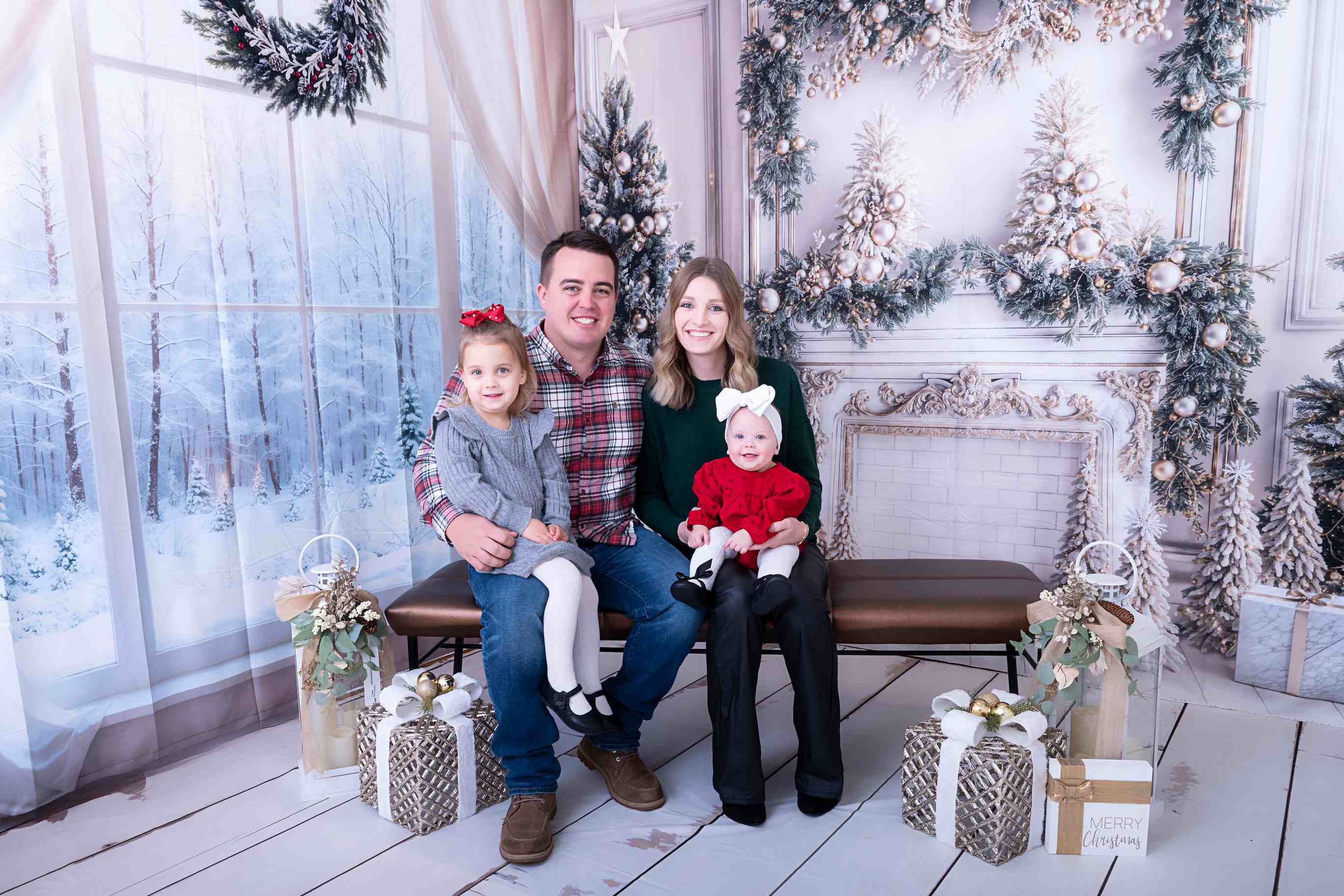 Kate Noël Blanc Fenêtre Cheminée Hiver Ensemble de chambre - Kate Backdrop FR