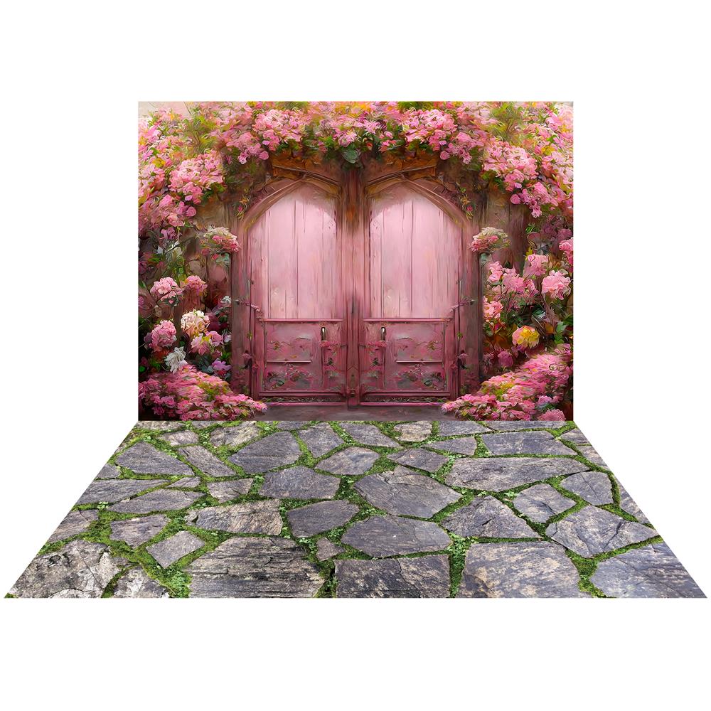 Kate Printemps Rose Porte florale Toile de fond+Pierre Tapis de sol en caoutchouc - Kate Backdrop FR