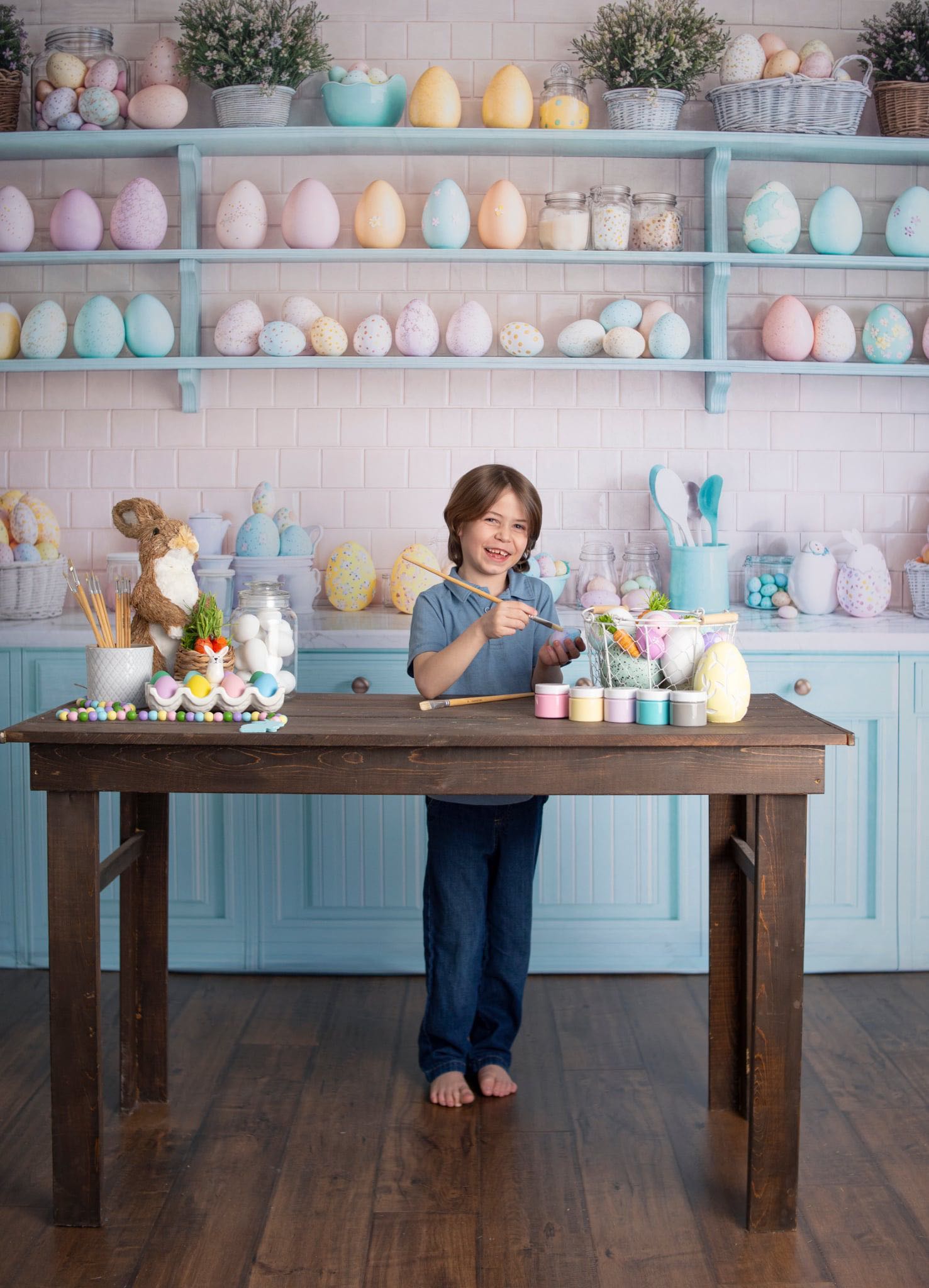 Kate Pâques Cuisine Œufs Étagère Pastel Toile de fond conçue par Emetselch - Kate Backdrop FR