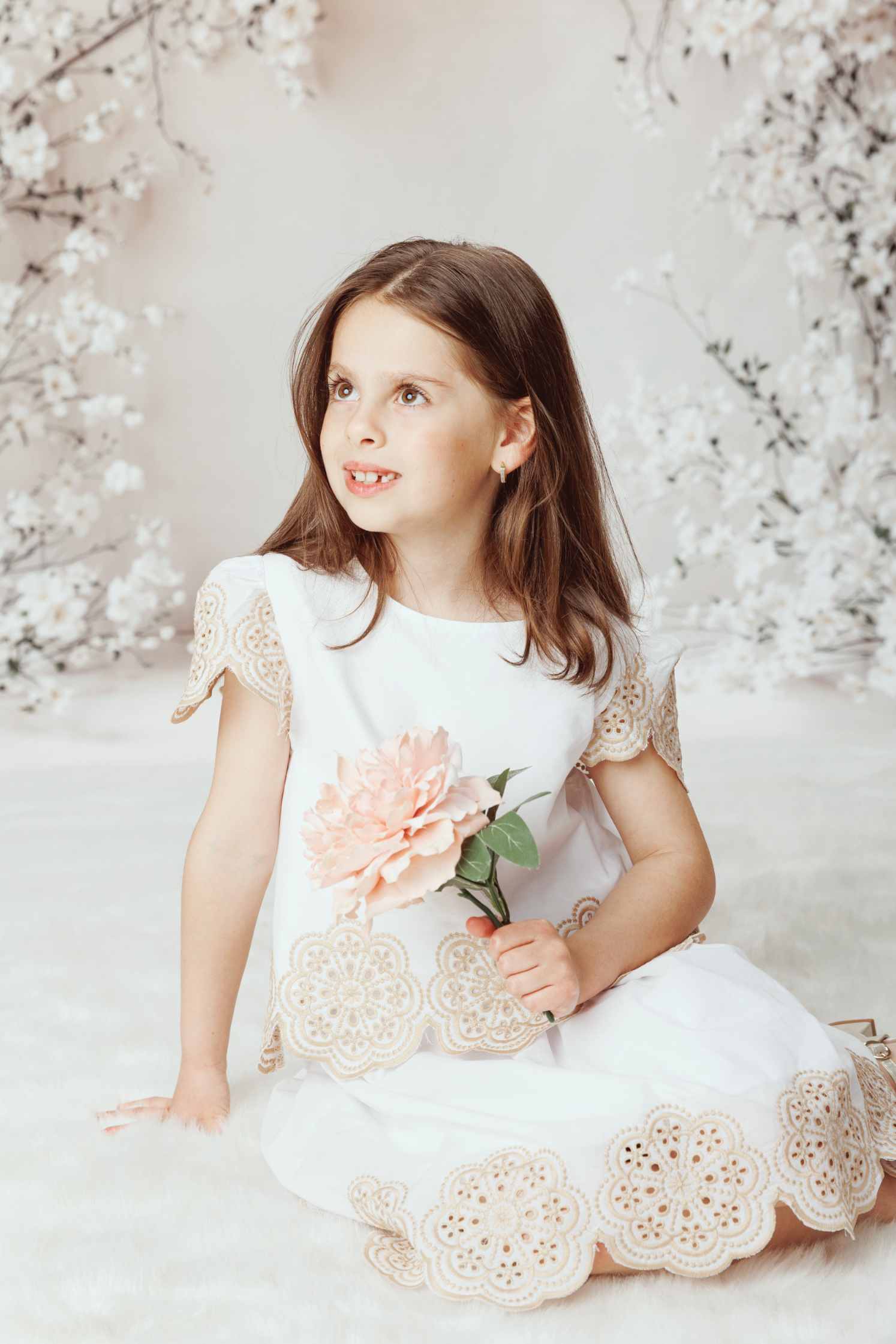 Kate Fleur Arche Élégant Blanc Toile de fond en Laine conçue par Chain Photographie - Kate Backdrop FR