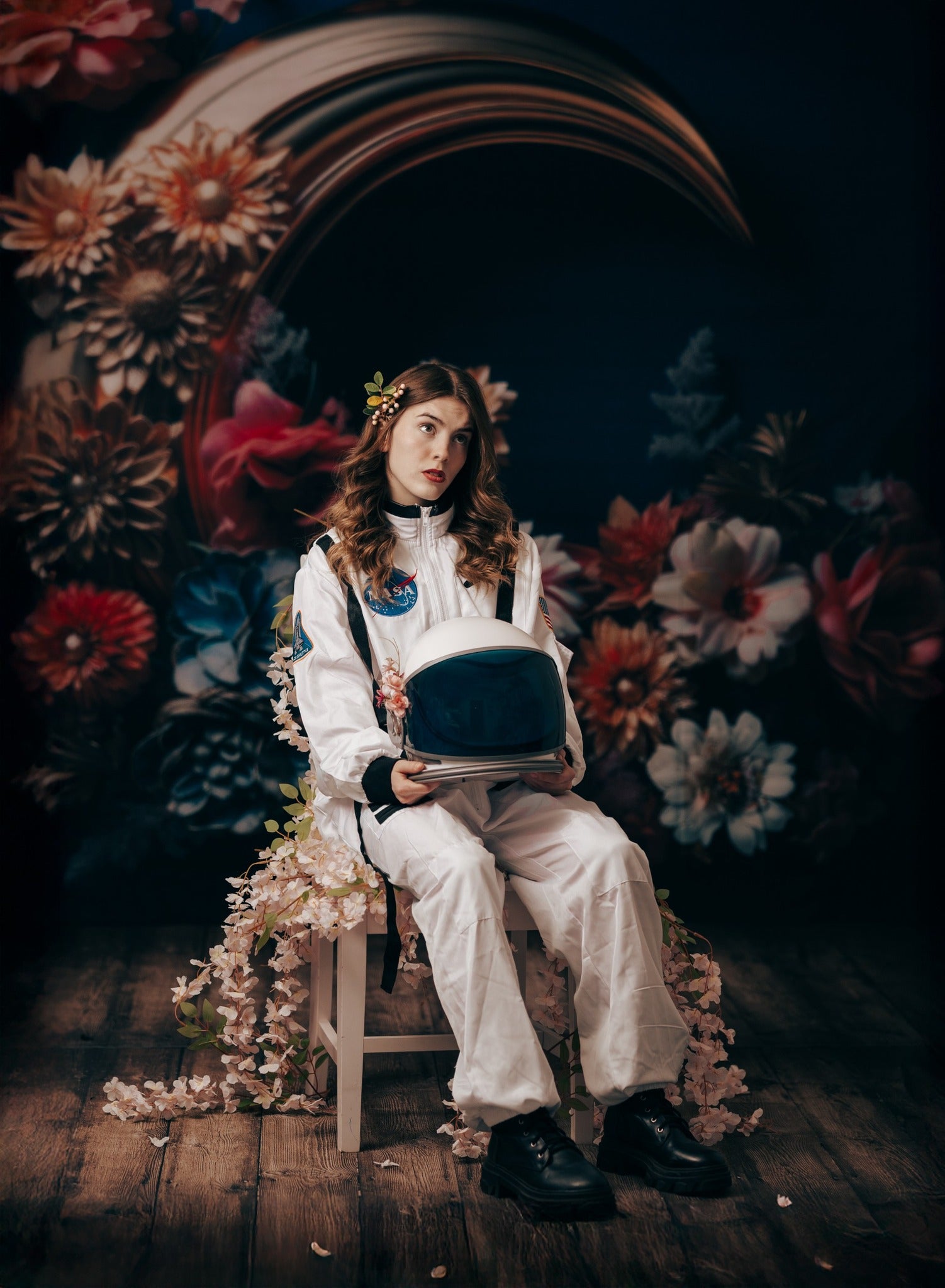 Kate Lune Fleurs Beaux-Arts Anniversaire Toile de fond conçue par Mini MakeBelieve - Kate Backdrop FR