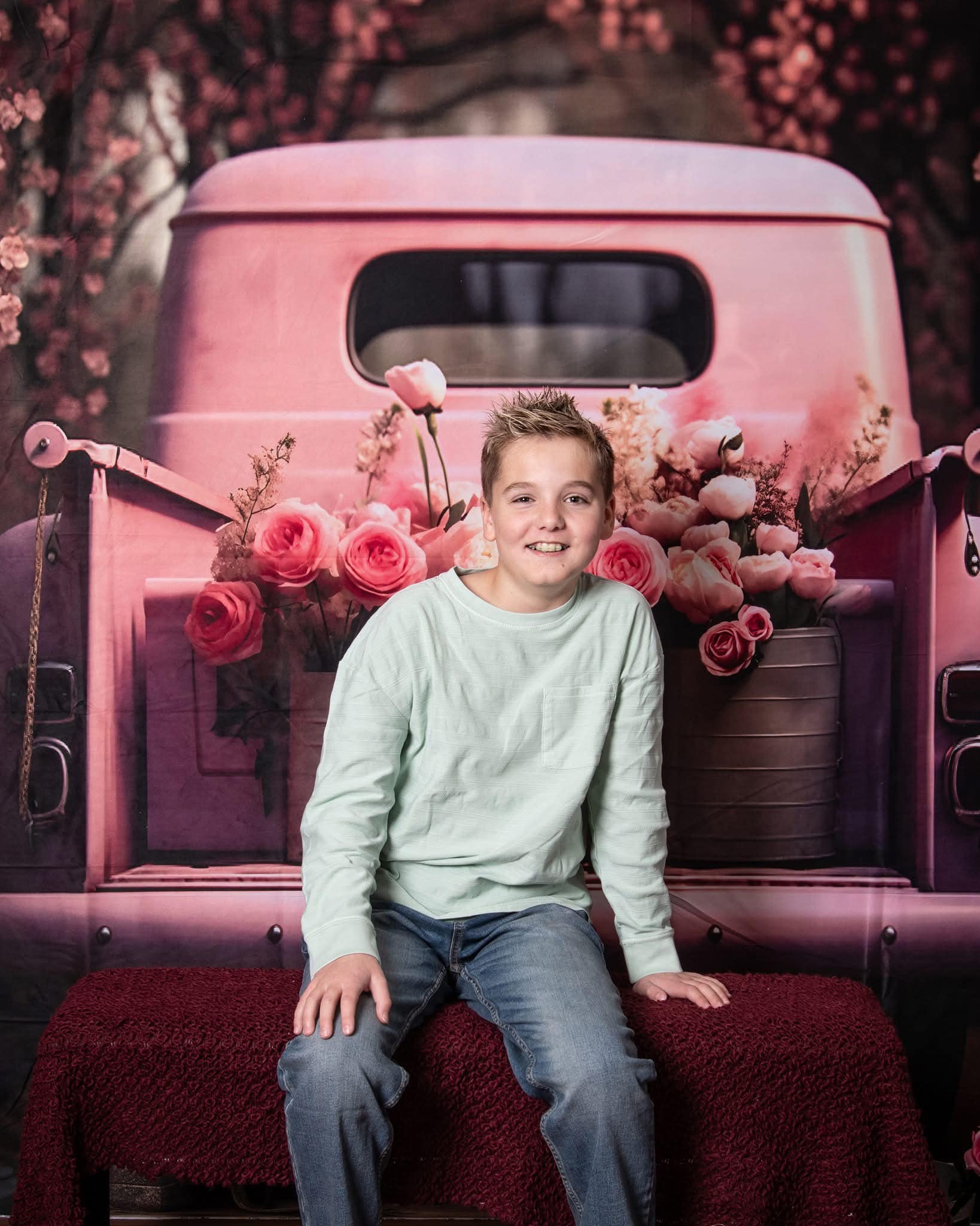 Kate Saint Valentin Rose Fleurs Camion Toile de fond conçue par Chain Photographie - Kate Backdrop FR