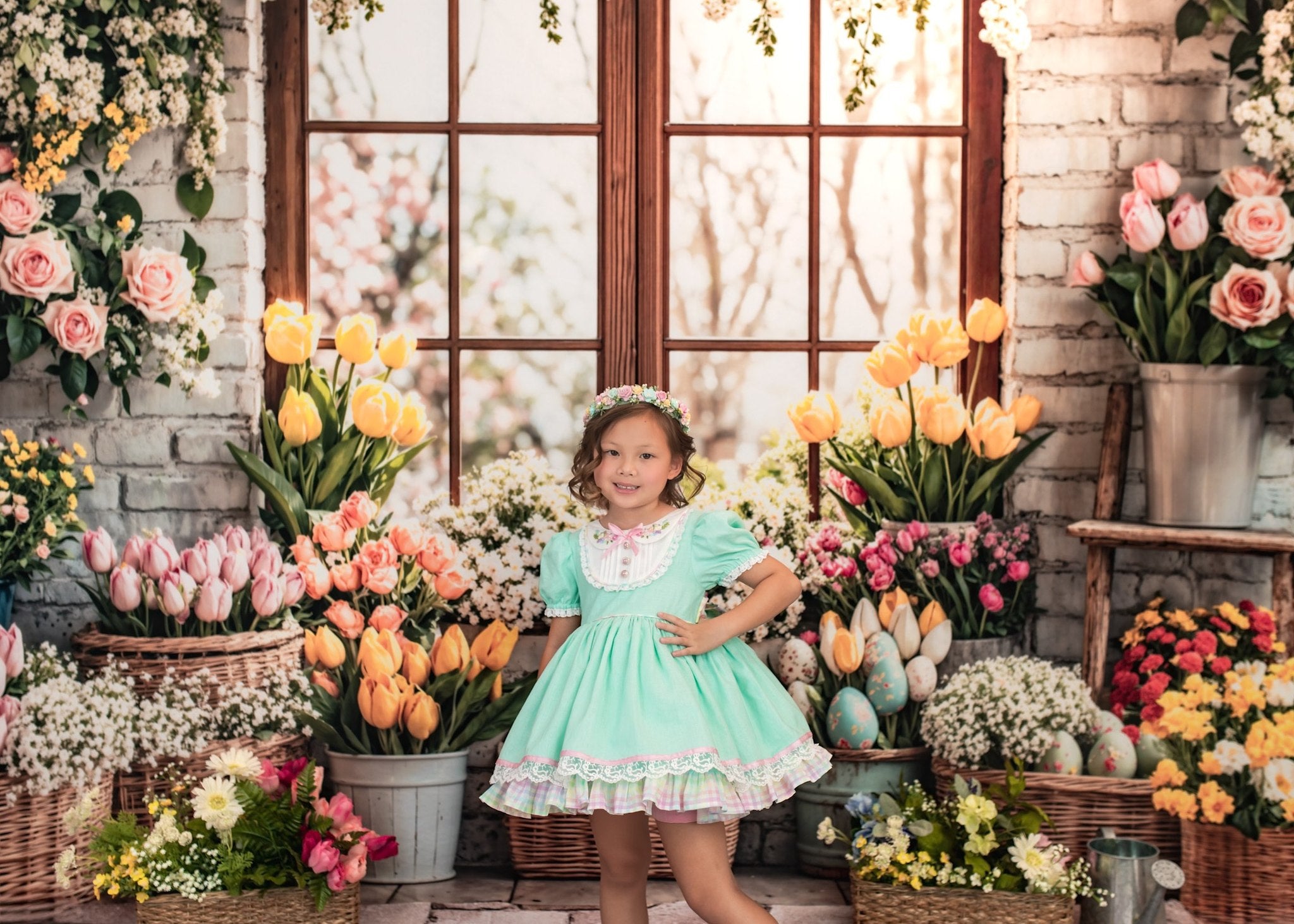 Kate Pâques Fleur Printemps Fenêtre Toile de fond conçue par Emetselch - Kate Backdrop FR