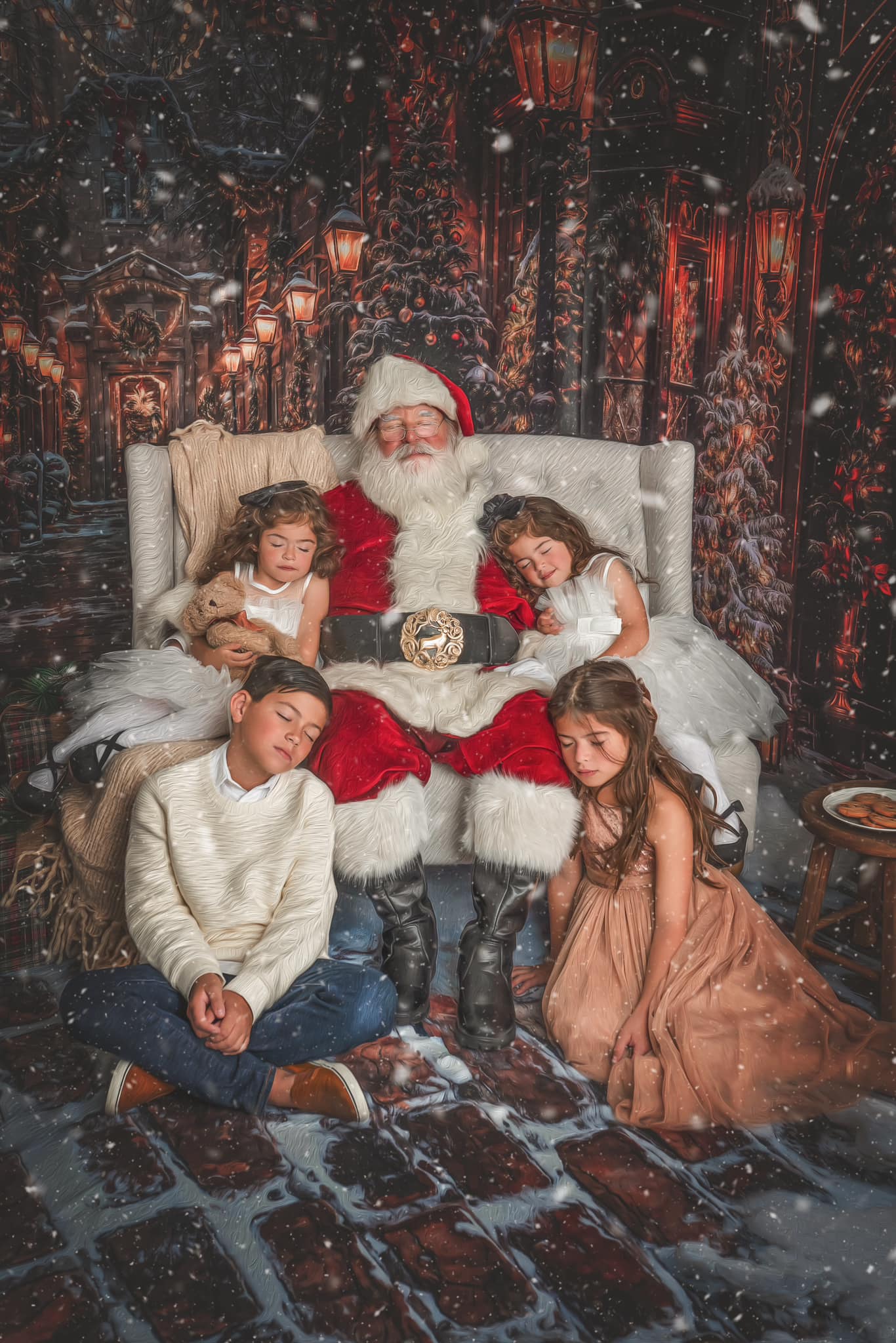 Kate Hiver Noël Marron foncé Porte Rue Ensemble de chambre - Kate Backdrop FR