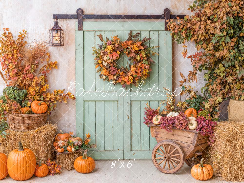 Kate Automne Citrouilles Foin Porte Toile de fond conçue par Emetselch - Kate Backdrop FR