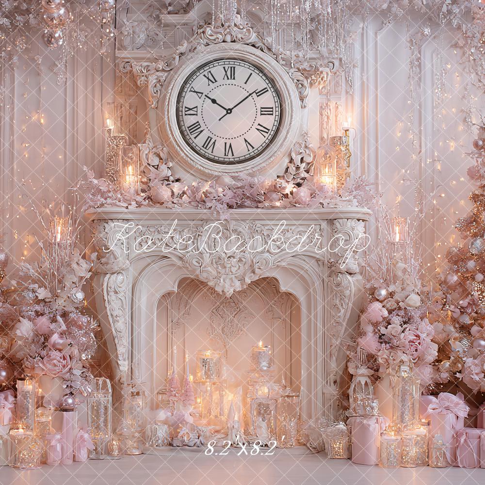 Kate Noël Cheminée Horloge Rose Toile de fond conçue par Ashley Paul