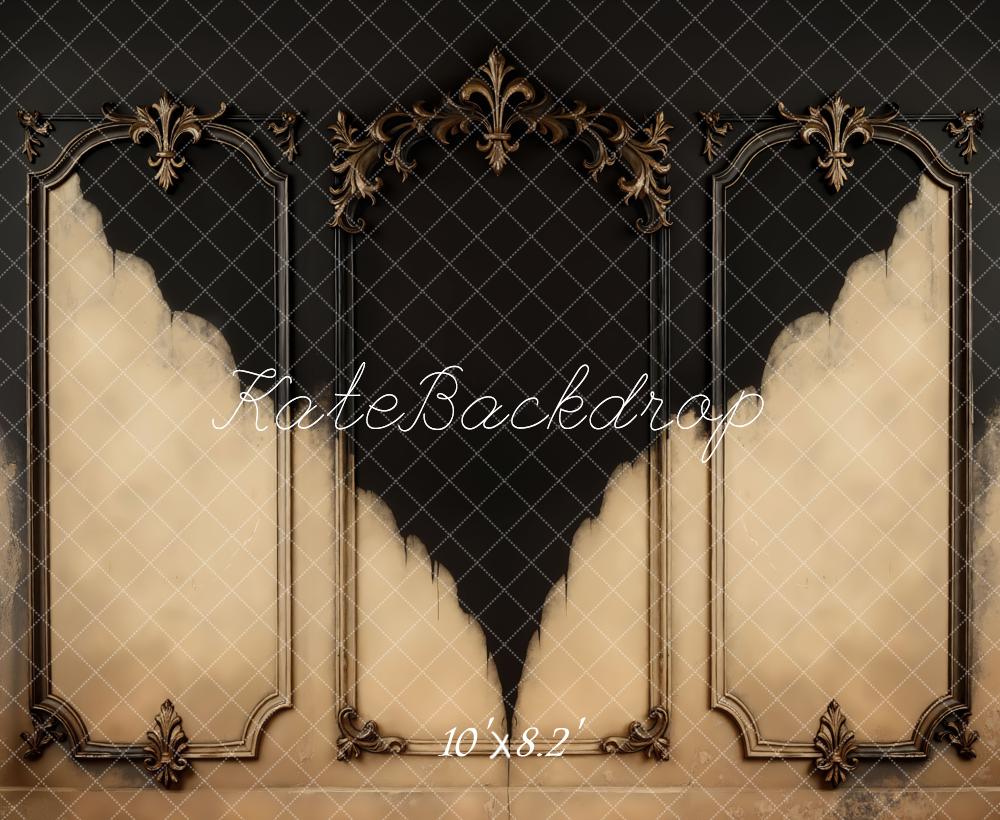 Kate Architecture Baroque Mur Noir Beige Toile de fond conçue par Mini MakeBelieve