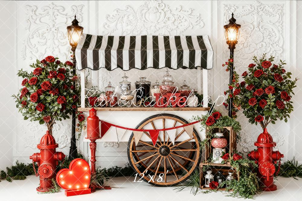 Kate Saint Valentin Chariot Roses Lampadaire Toile de fond conçue par Emetselch - Kate Backdrop FR