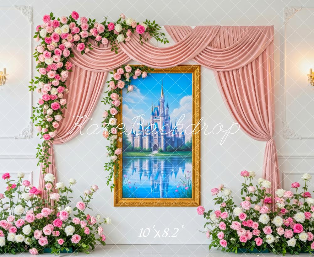 Kate Château Cadre Rideaux Roses Toile de fond conçue par Patty Roberts