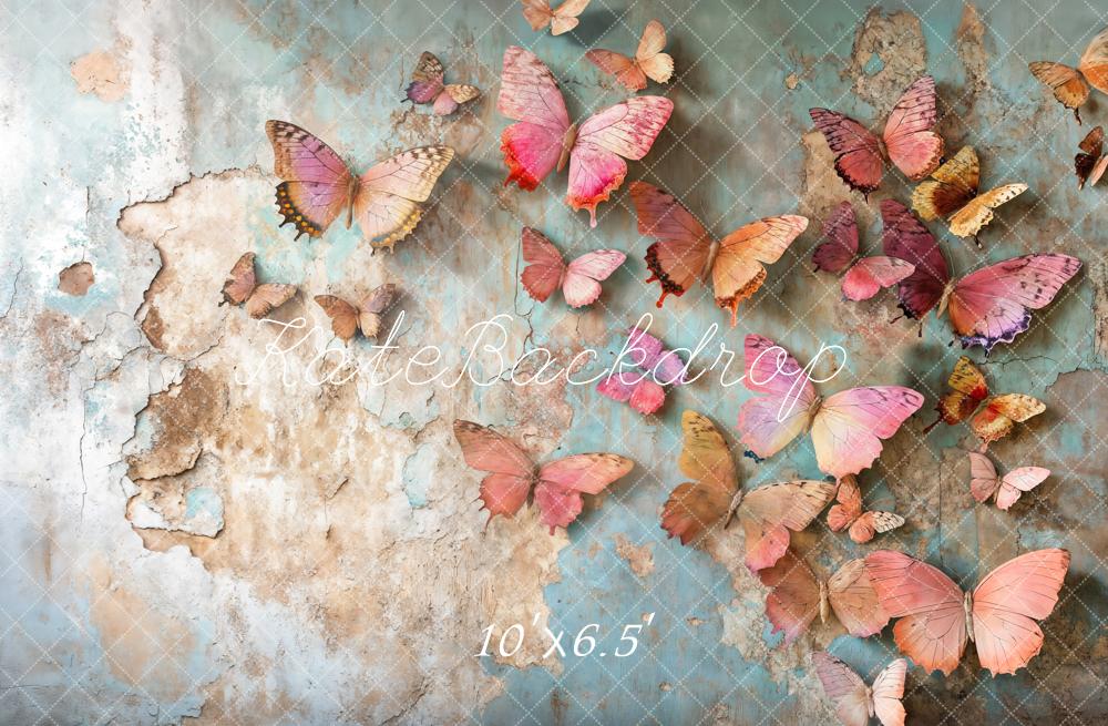 Kate Papillons Mur Vieilli Texture Toile de fond conçue par Emetselch