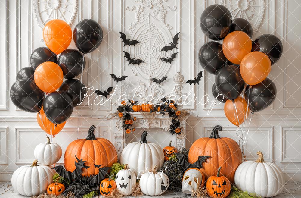 Kate Halloween Citrouilles Cheminée Ballons Toile de fond conçue par Emetselch - Kate Backdrop FR