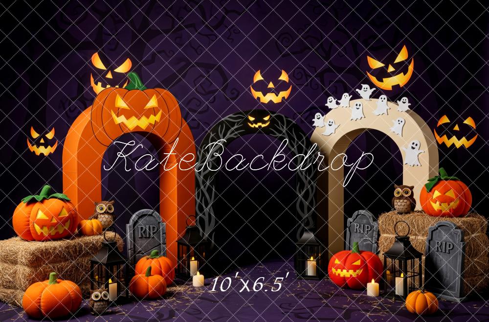 Kate Halloween Citrouille Arches Fantômes Toile de fond conçue par Patty Roberts