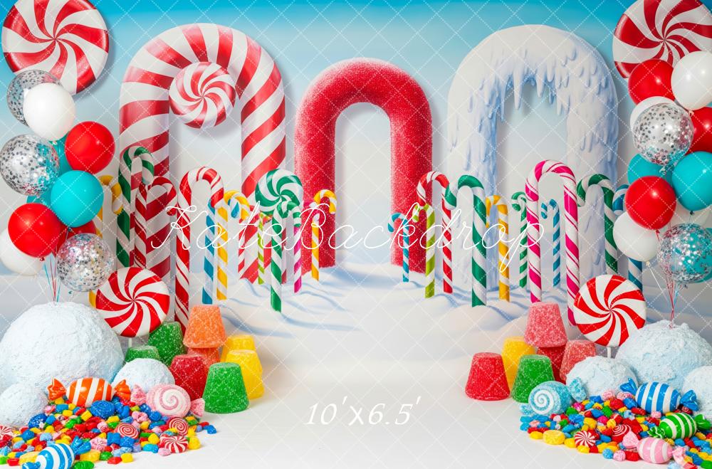 Kate Bonbon Canne Sucre Neige Coloré Toile de fond conçue par Patty Roberts