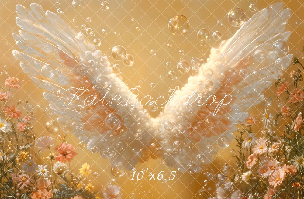 Kate Nouveau-né Ailes Bulles Fleurs Toile de fond conçue par Emetselch
