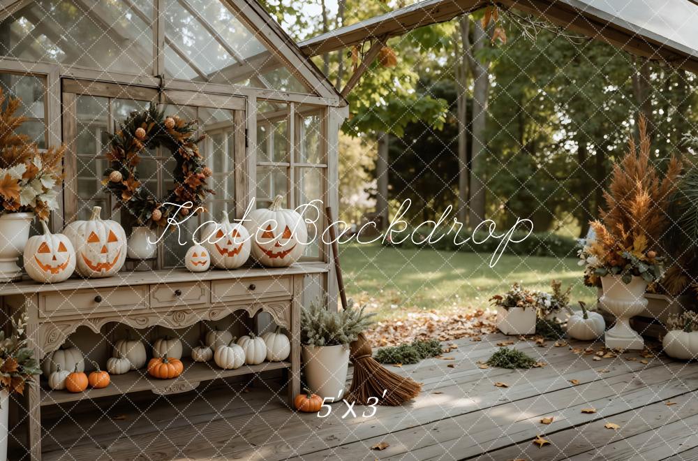 Kate Halloween Citrouilles Serre Automne Toile de fond conçue par Mini MakeBelieve