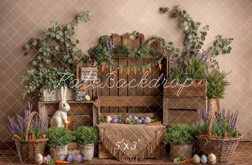Kate Pâques Lapin Carottes Bois Toile de fond conçue par Emetselch