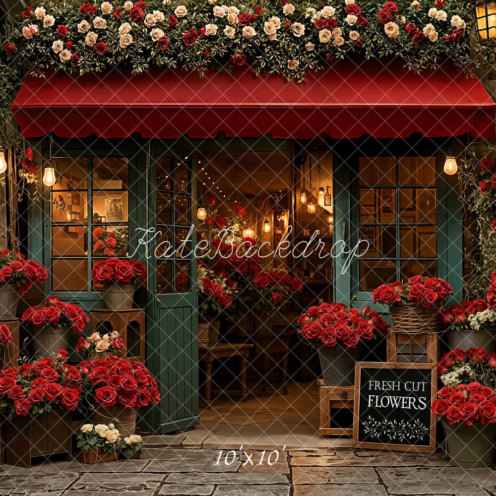 Kate Boutique Fleurs Roses Rouges Toile de fond conçue par Emetselch