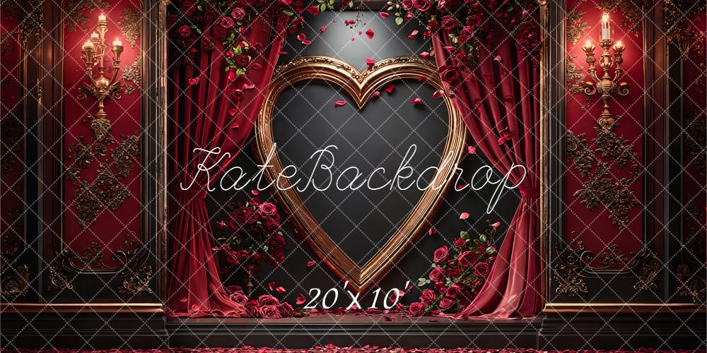 Kate Saint Valentin Coeur Rideaux Roses Toile de fond conçue par Emetselch