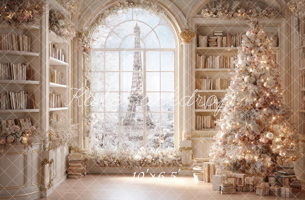 Kate Noël Tour Eiffel Bibliothèque Hiver Toile de fond conçue par Ashley Paul