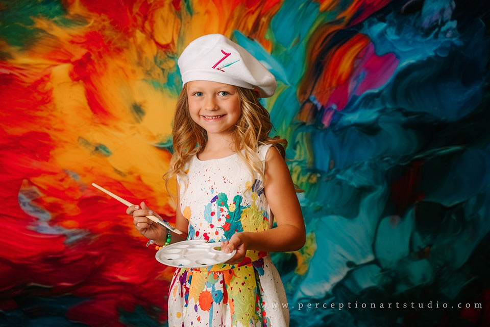 Kate Abstrait Peinture arc-en-ciel Toile de fond conçue par Mandy Ringe - Kate Backdrop FR