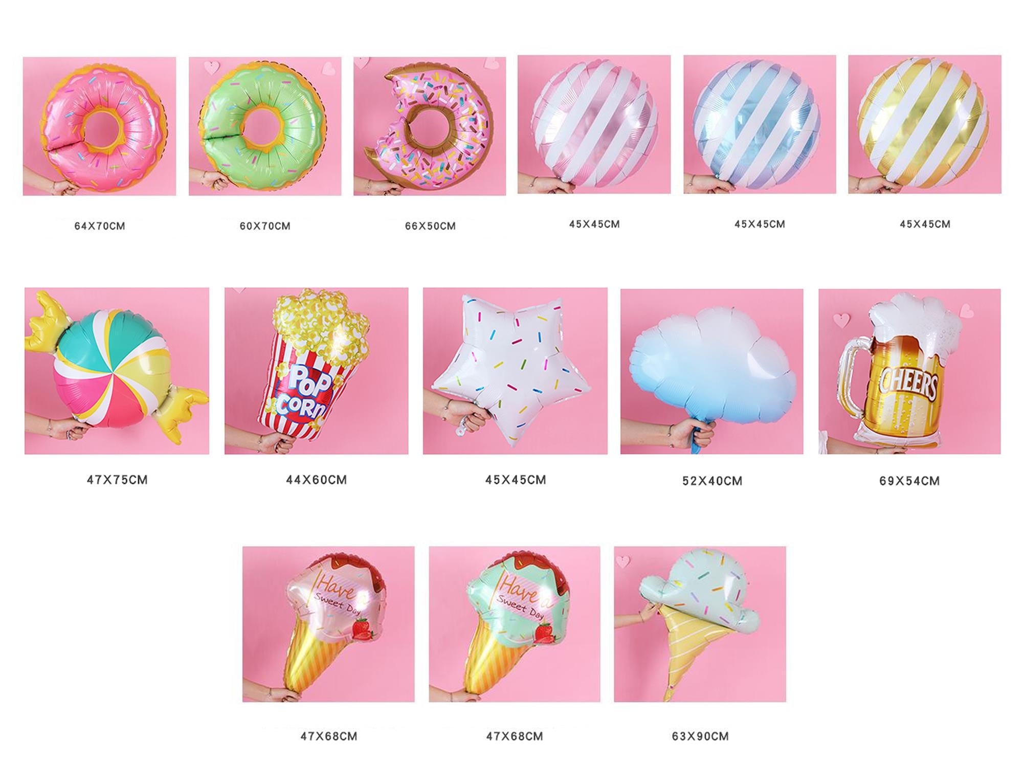 Kate Donut Bonbons Glace Ensemble d'accessoires gonflables 14 pièces - Kate Backdrop FR