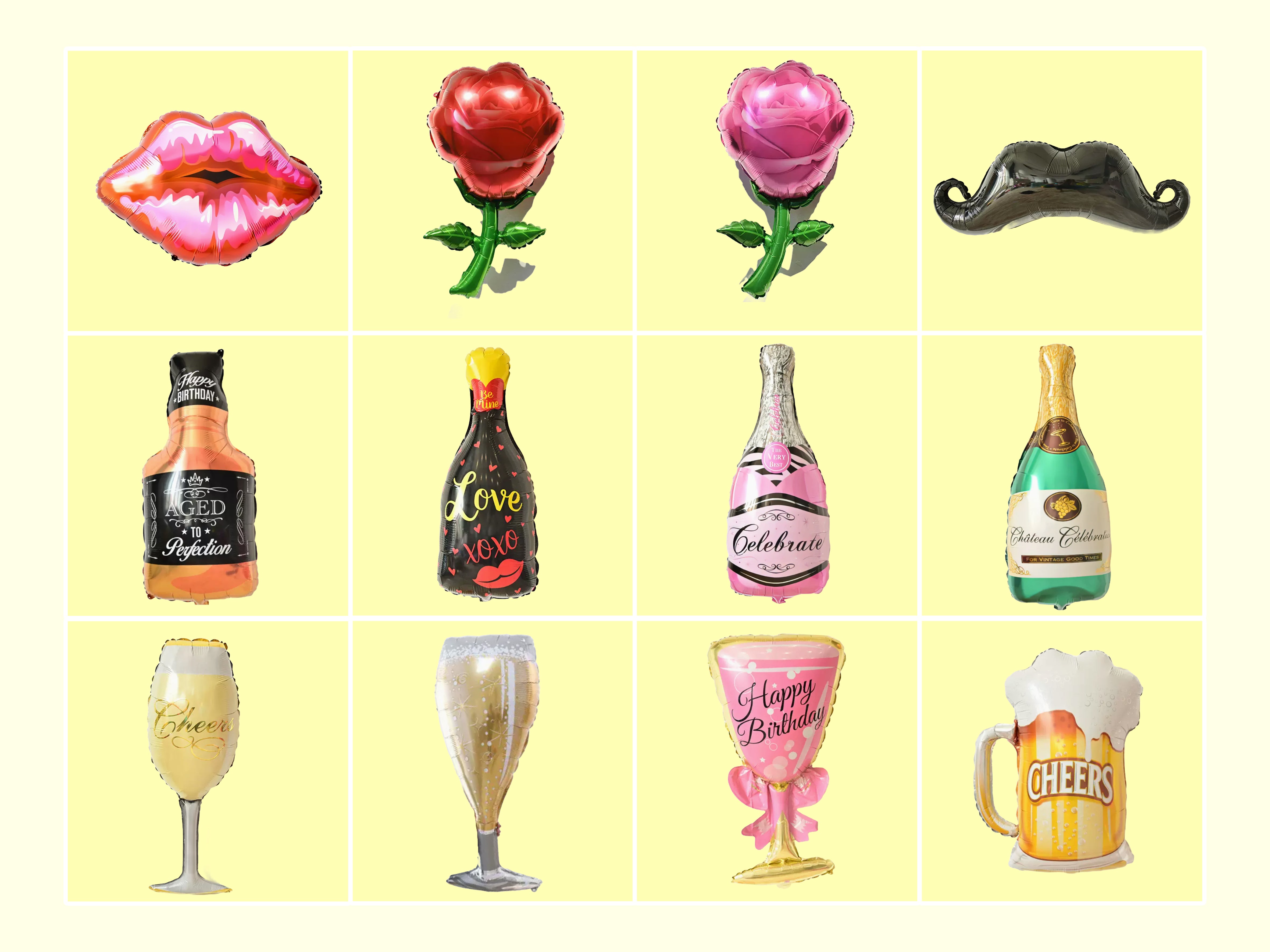 Kate Champagne Roses Fête Ensemble d'accessoires gonflables 12 pièces - Kate Backdrop FR