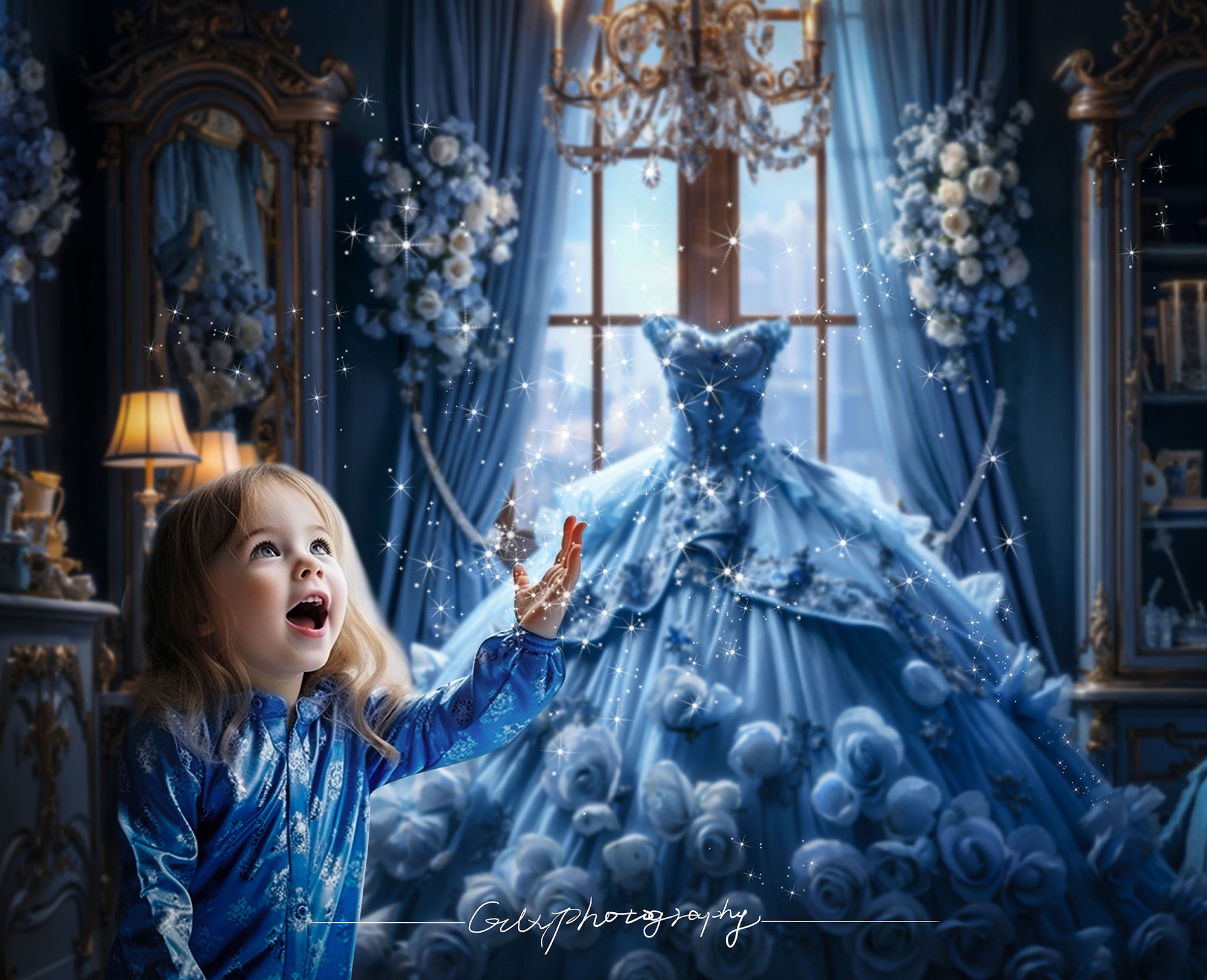 Kate Bleu Princesse Robe Chambre Toile de fond conçu par Emetselch - Kate Backdrop FR