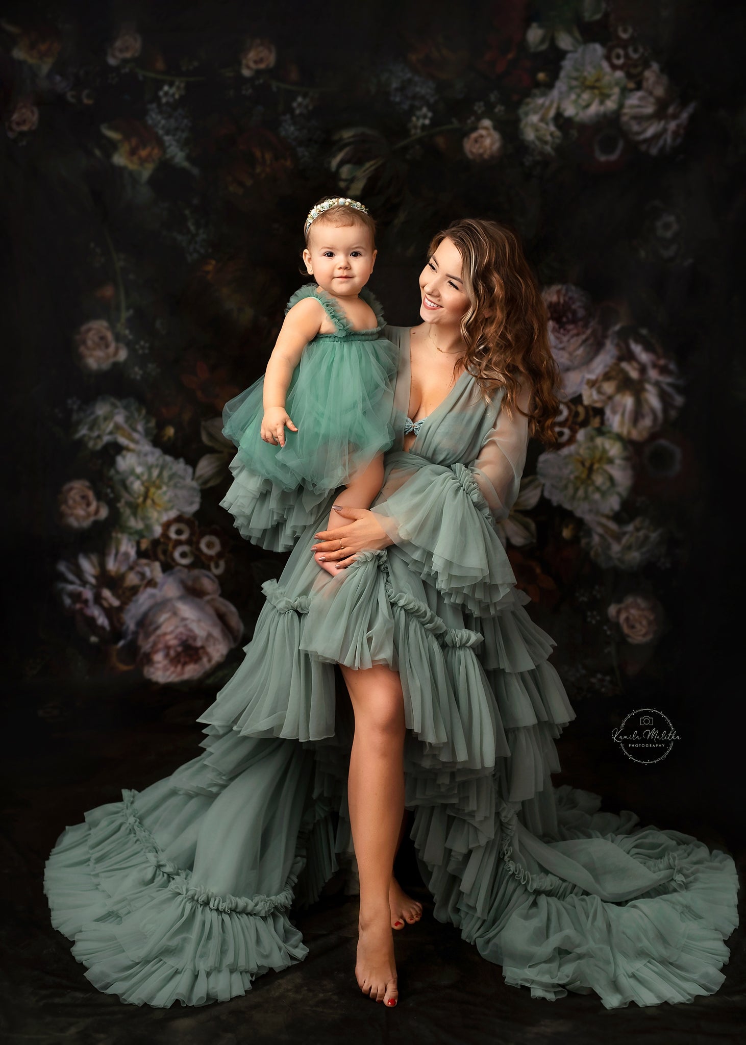 Kate Sweep Mur-à-Sol Vintage Fleurs Boudoir Toile de Fond pour la Photographie - Kate Backdrop FR