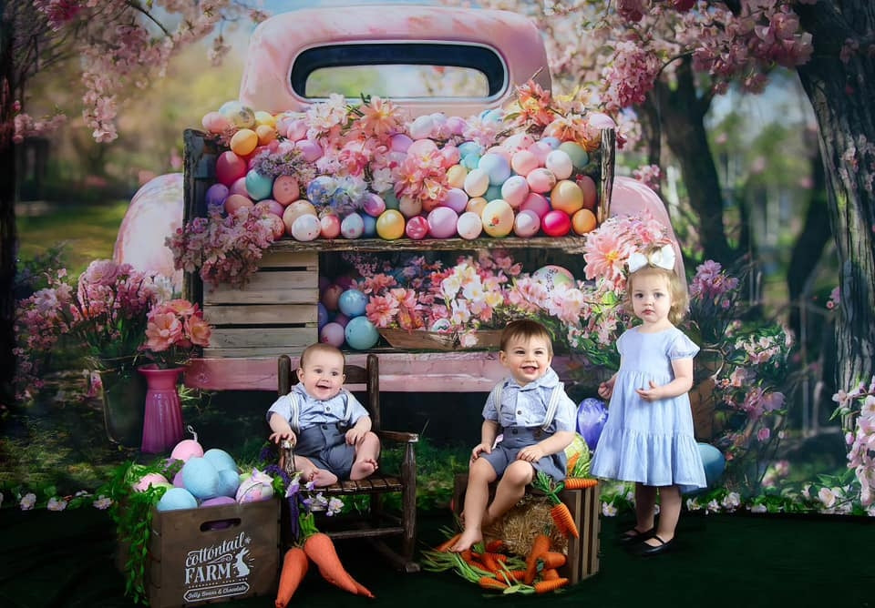 Kate Camion Rose Oeuf de Pâques Coloré Toile de fond conçue par Emetselch - Kate Backdrop FR