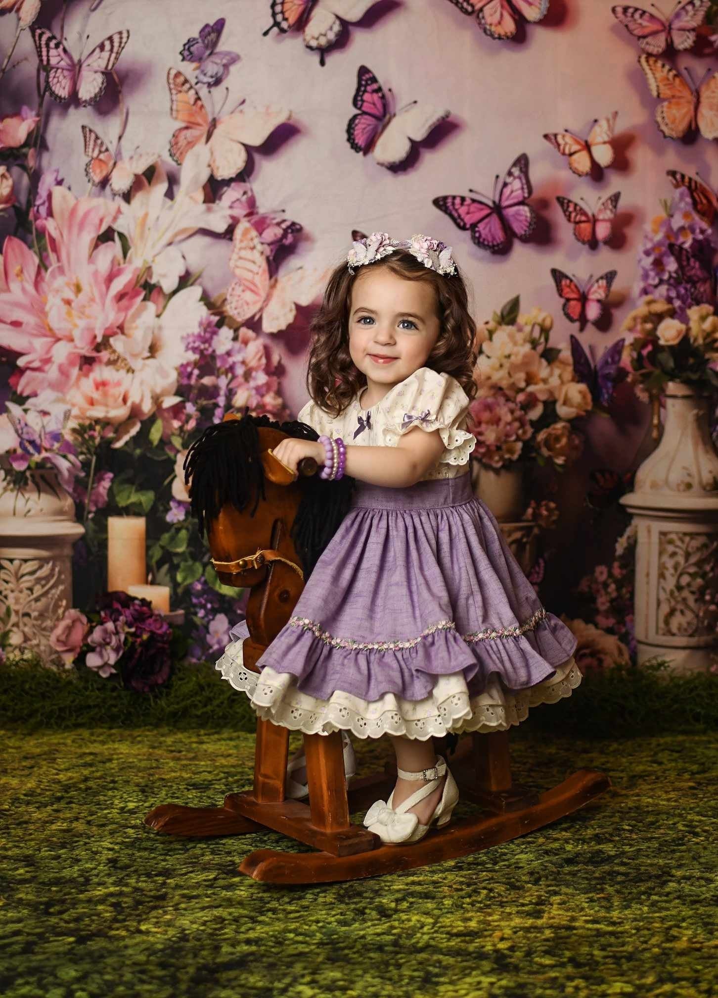 Kate Printemps Rose et Violet Fleurs Papillon Toile de fond conçue par Emetselch - Kate Backdrop FR