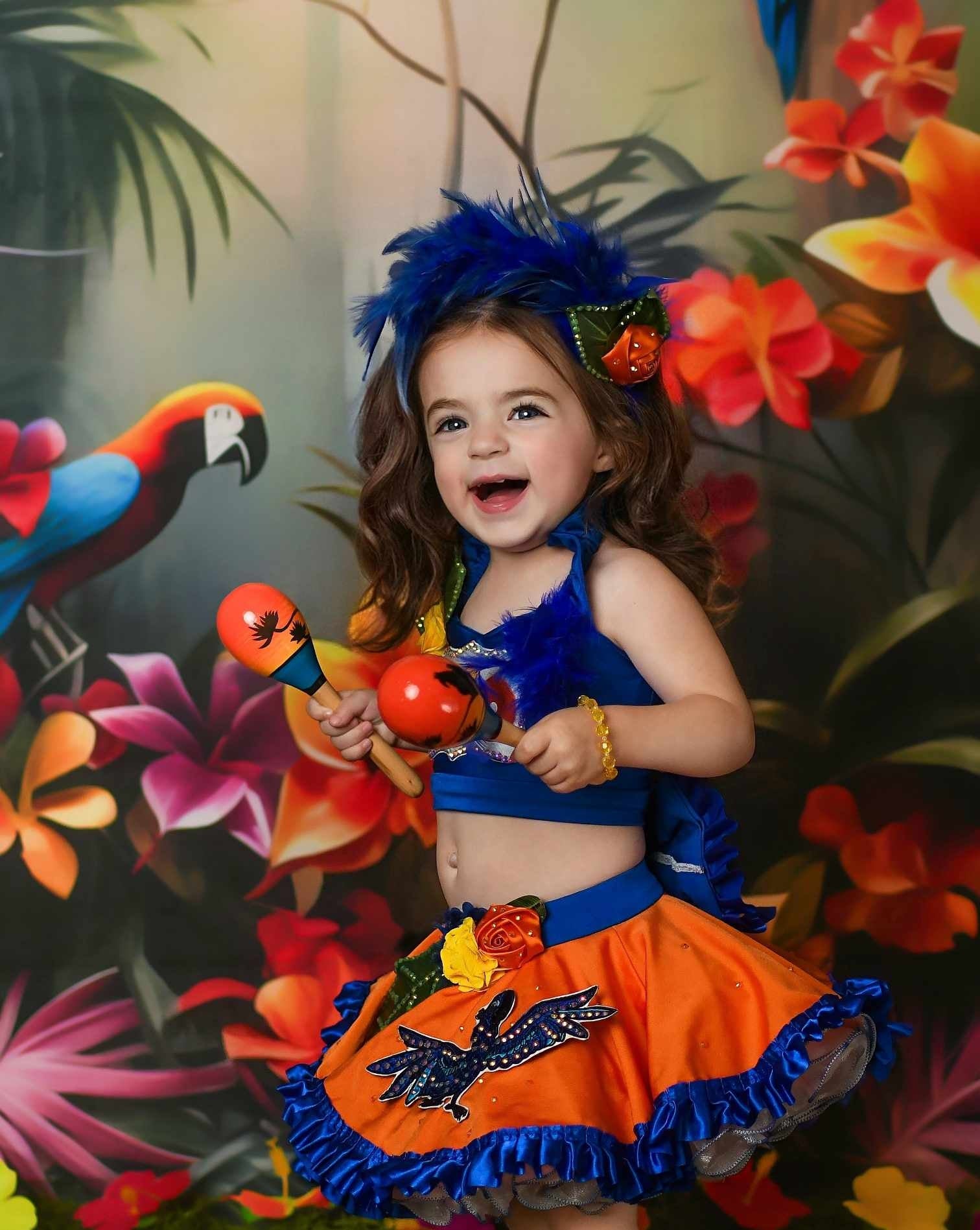 Kate Jungle tropicale Perroquet Fleurs Toile de fond Conçu par Happy Squirrel Design - Kate Backdrop FR