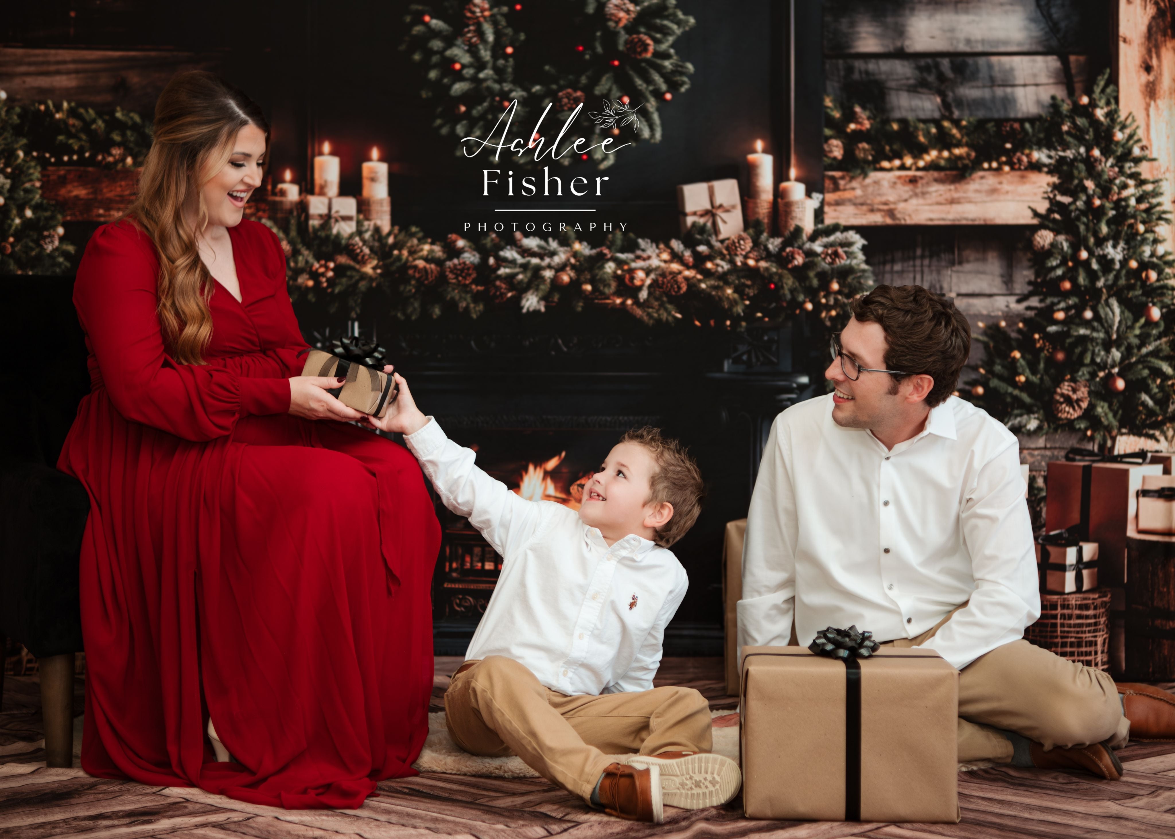 Kate Noël Moderne Cheminée Noir Mur en bois Toile de fond+Brun Bois à chevrons Texture Sol Toile de fond - Kate Backdrop FR