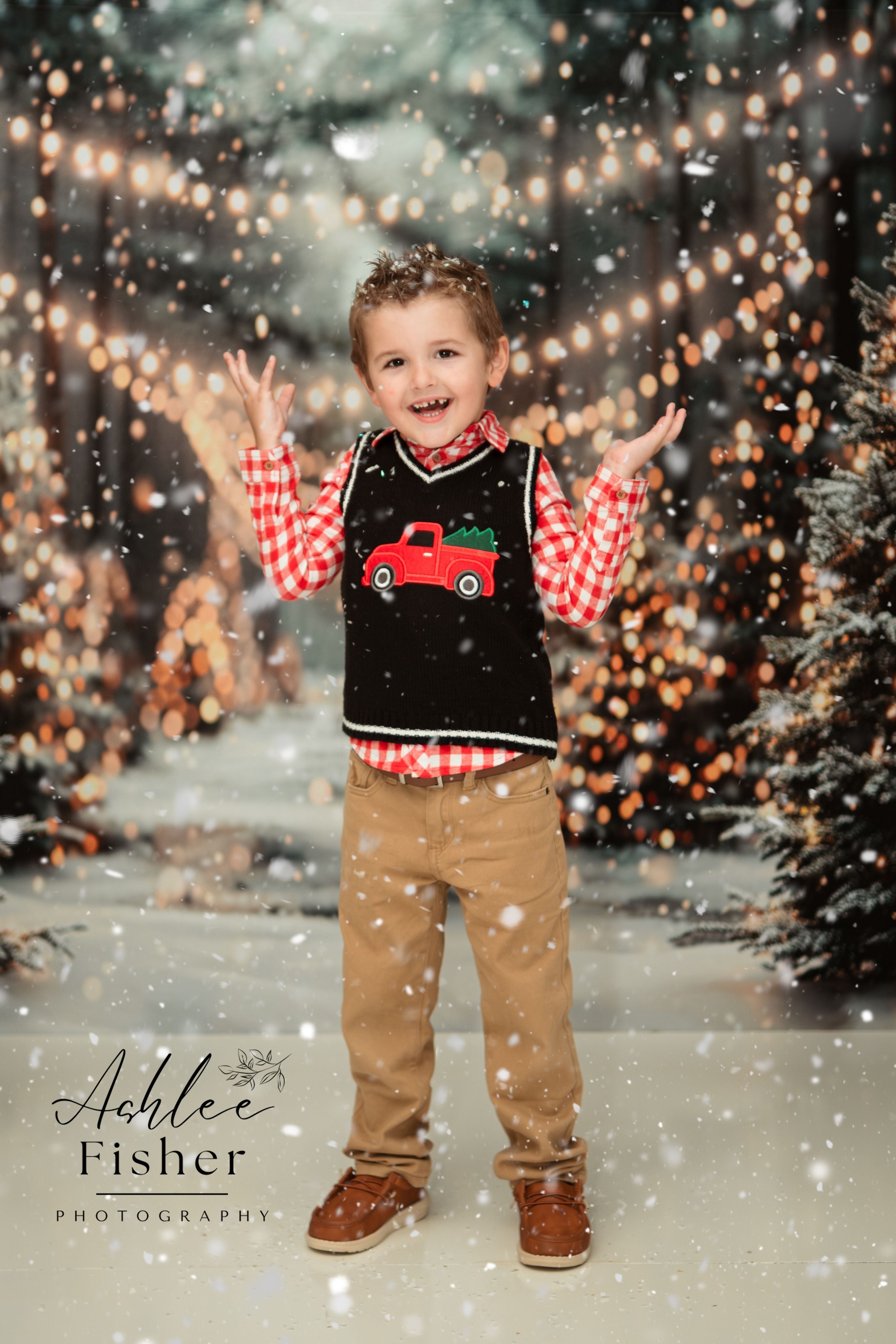 Kate Hiver Noël Extérieur Forêt Neige Lumière Toile de fond conçue par Emetselch - Kate Backdrop FR