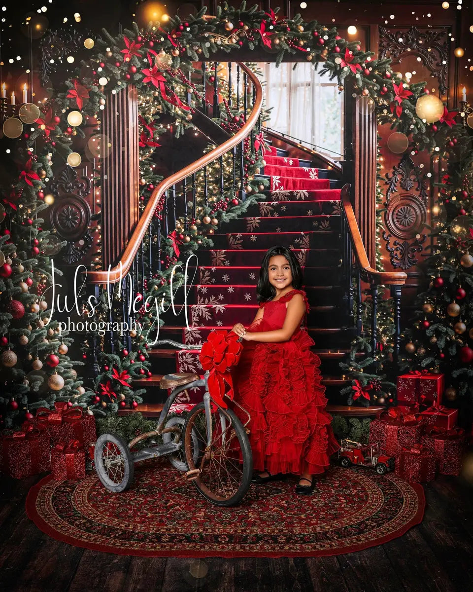 Kate Sapin de Noël Arche Escalier Vintage Toile de fond conçue par Emetselch - Kate Backdrop FR