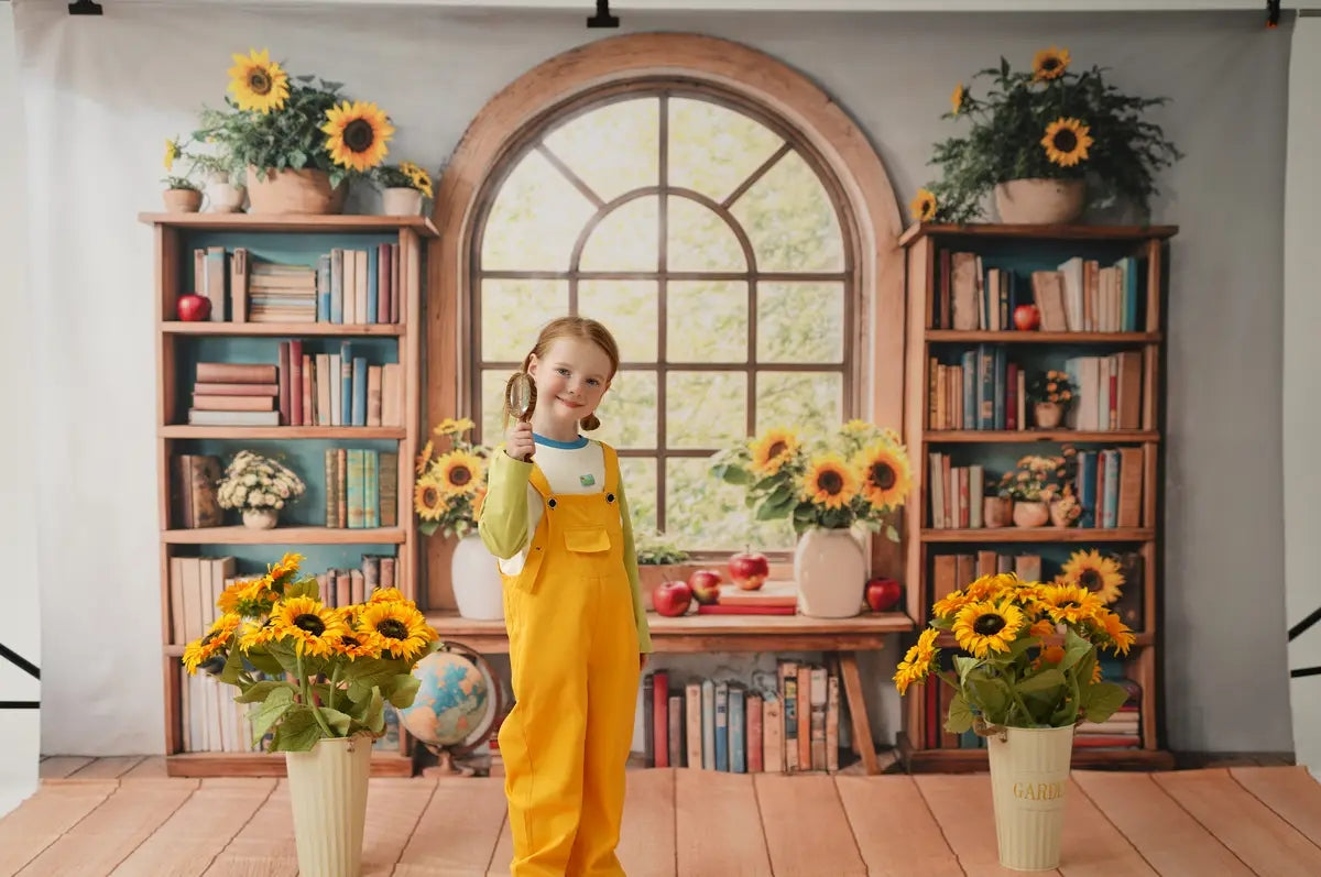 Kate Tournesol Bibliothèque Fenêtre Livres Toile de fond conçue par Emetselch - Kate Backdrop FR