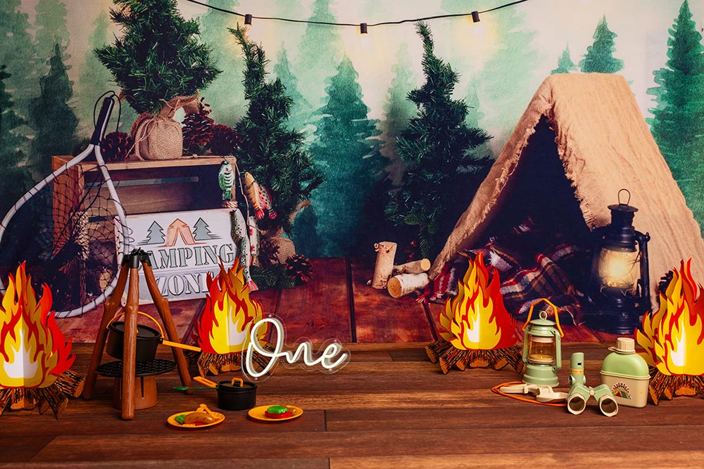Kate Camping Forêt Anniversaire Kit Photo - Kate Backdrop FR