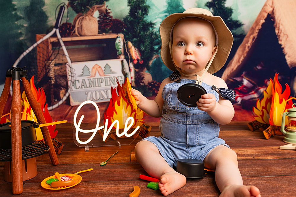 Kate Camping Forêt Anniversaire Kit Photo - Kate Backdrop FR