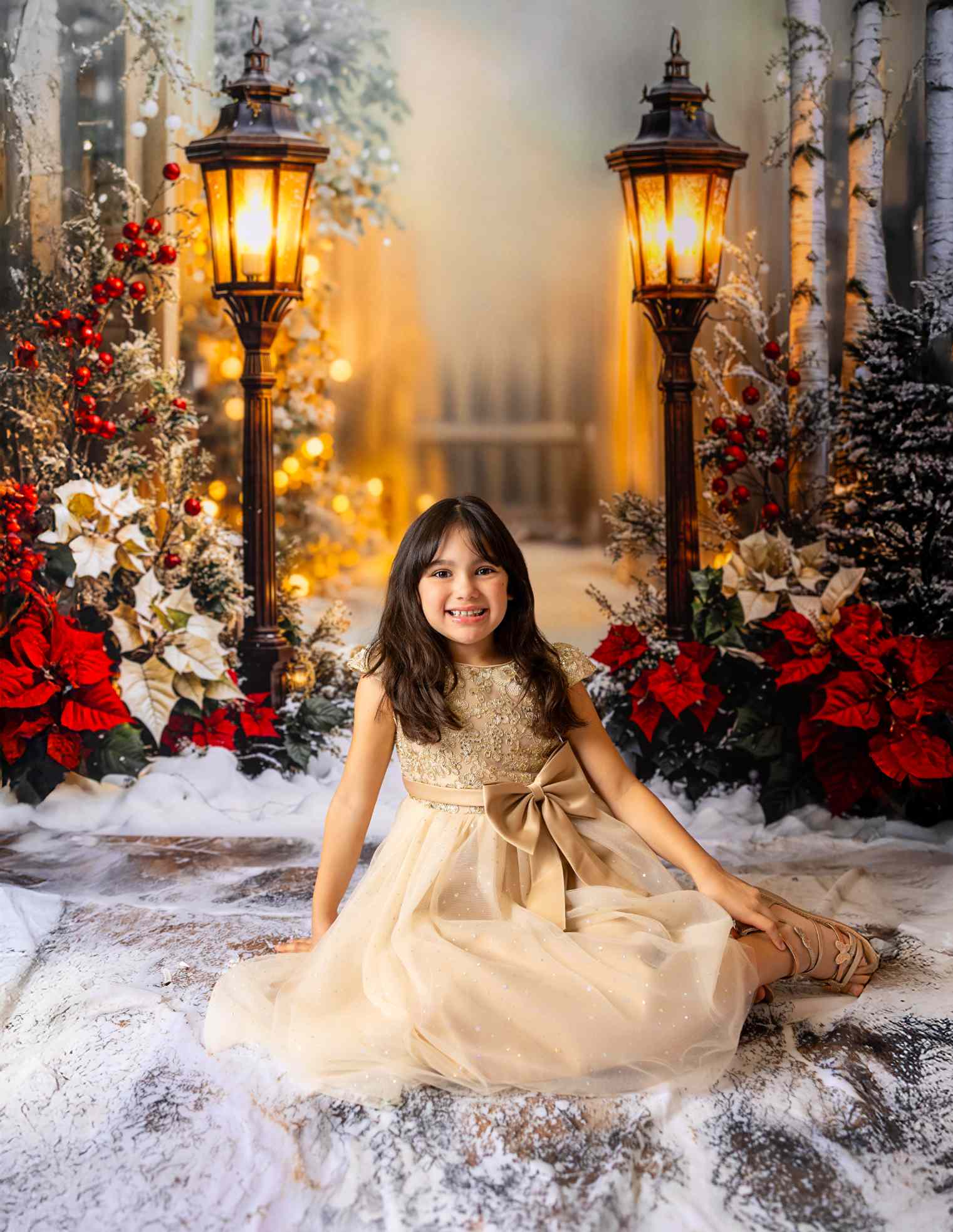 Kate Noël Lanterne Fleur Neige Forêt Toile de fond conçue par Emetselch - Kate Backdrop FR