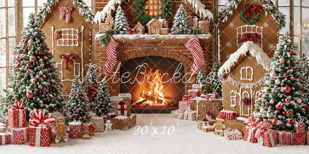 Kate Noël Maisons Pain d’Épice Cheminée Toile de fond conçue par Emetselch - Kate Backdrop FR
