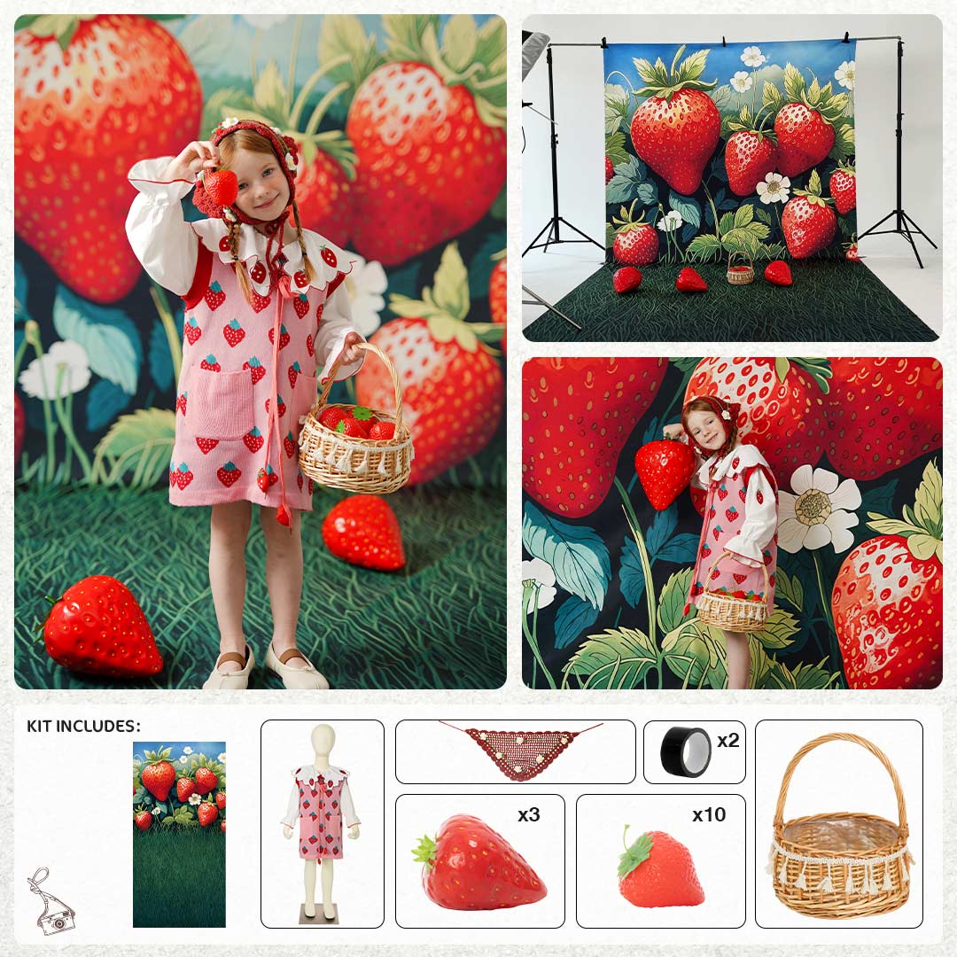 Kate Été Fraise Rouge Kit Photo - Kate Backdrop FR