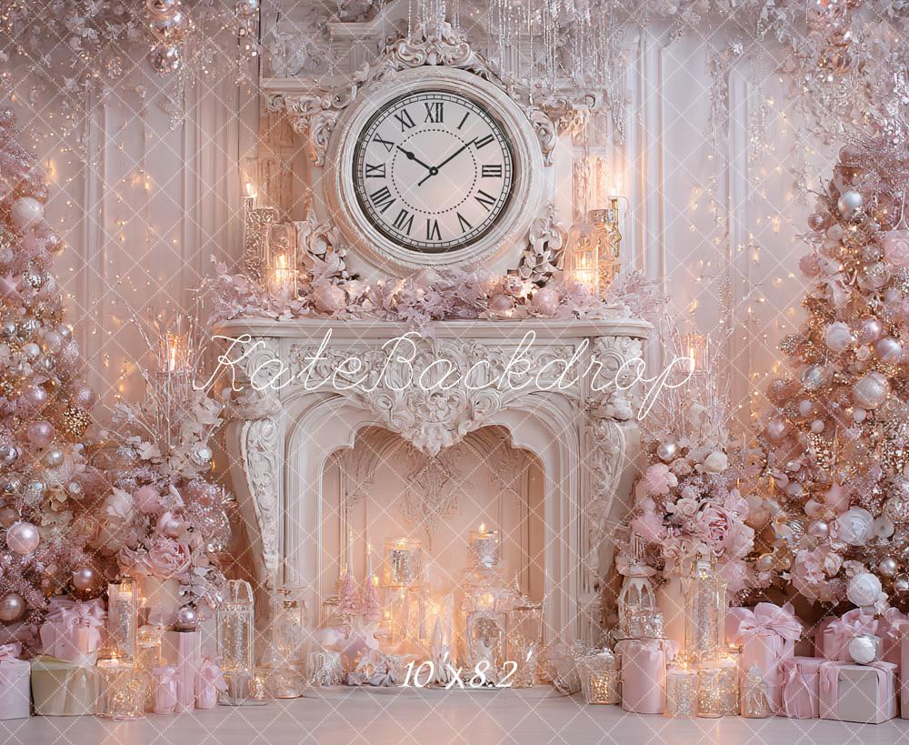 Kate Noël Cheminée Horloge Rose Toile de fond conçue par Ashley Paul