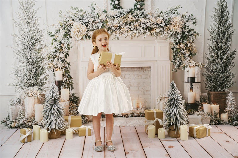 Kate Noël Cheminée Blanc Bougies Toile de fond conçue par Emetselch - Kate Backdrop FR