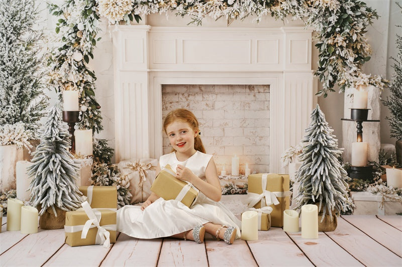 Kate Noël Cheminée Blanc Bougies Toile de fond conçue par Emetselch - Kate Backdrop FR