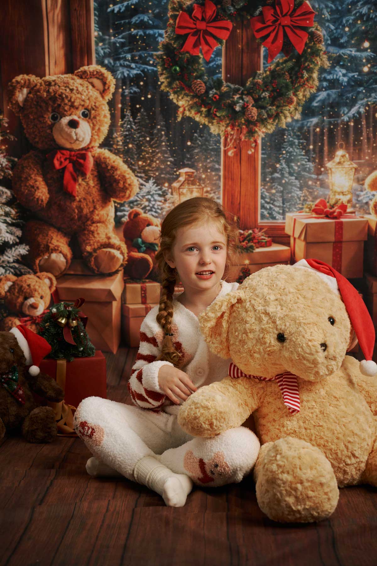 Kate Sapin de Noël Fenêtre Ours en peluche Toile de fond conçue par Emetselch