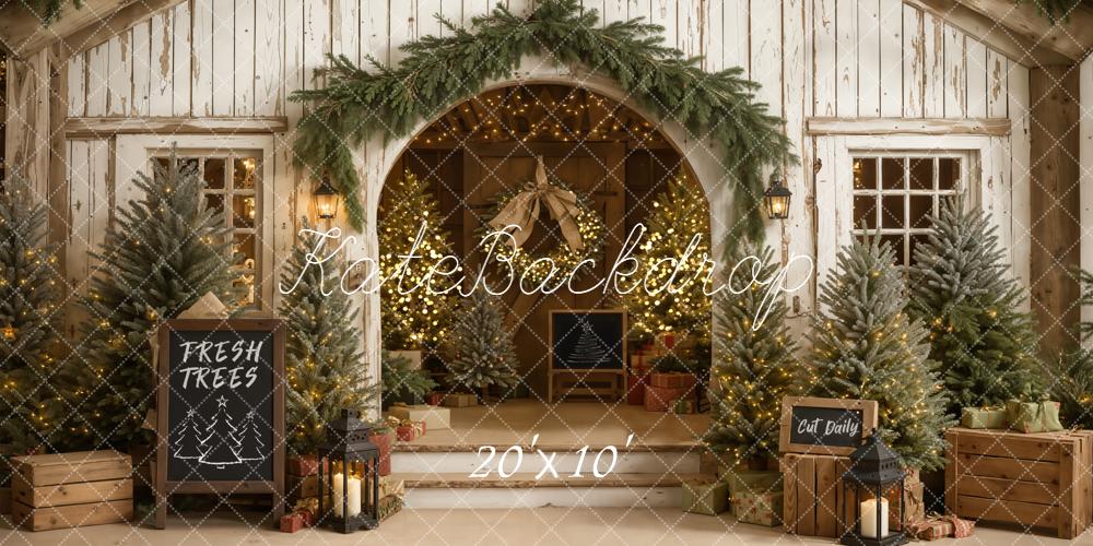 Kate Noël Maison Sapins Lumineux Toile de fond conçue par Emetselch - Kate Backdrop FR