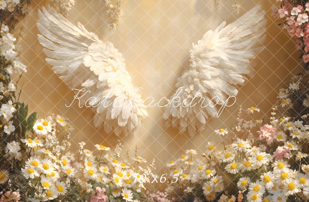 Kate Nouveau-né Ailes Anges Fleurs Toile de fond conçue par Emetselch